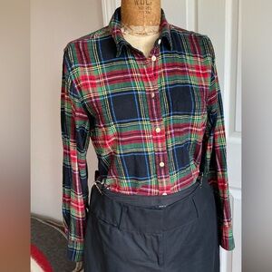 J Crew Stewart Tartan plaid flannel button-down blouse